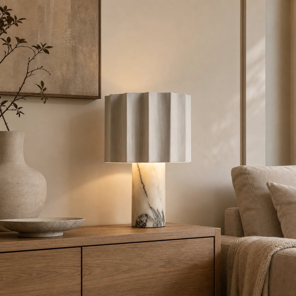 Scalloped Marble Table Lamp Ravella