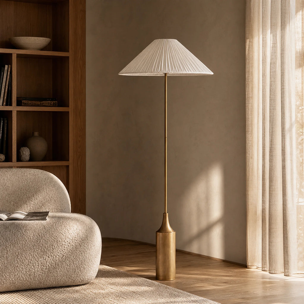 Pleated Brass Floor Lamp Cortina