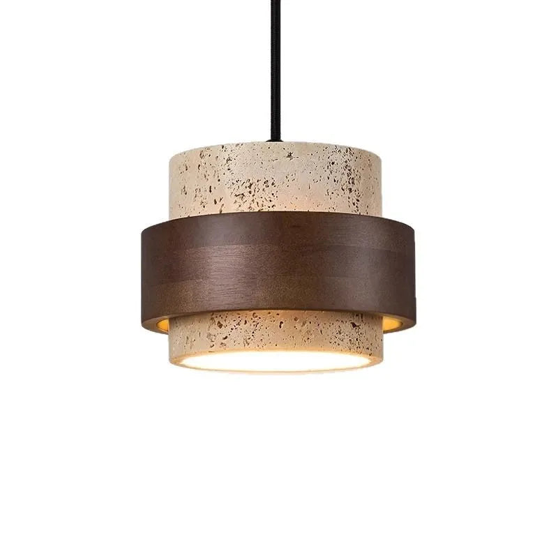 Stone and Wood Linear Pendant Light Mira
