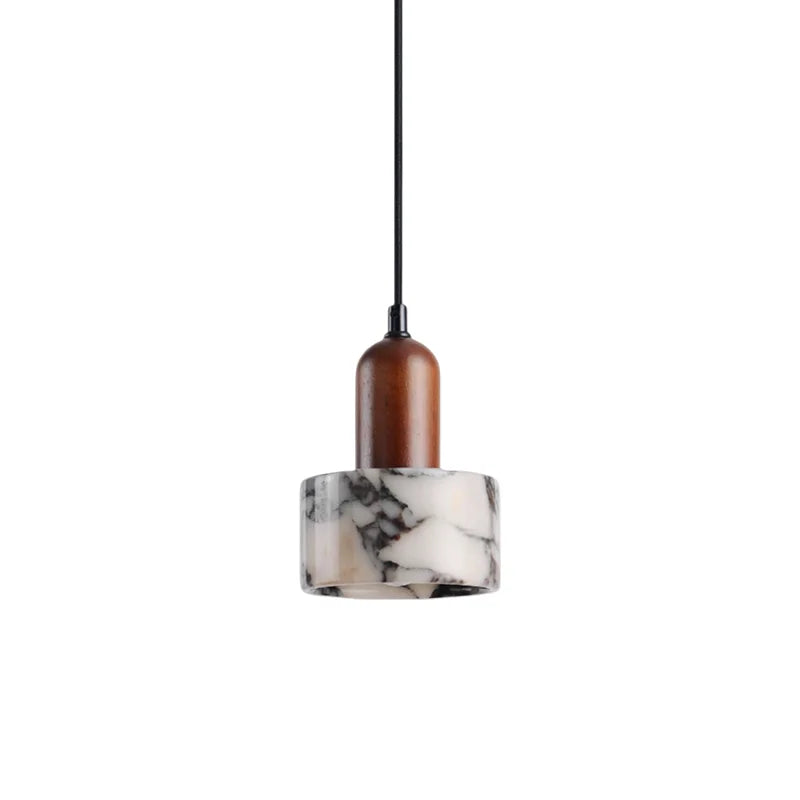 IWHD Wood Marble LED Pendant Lights Decoration Bedroom House Dining Room Kitchen Wabi Sabi Simplicity Hanging Lamp Pendelleuchte