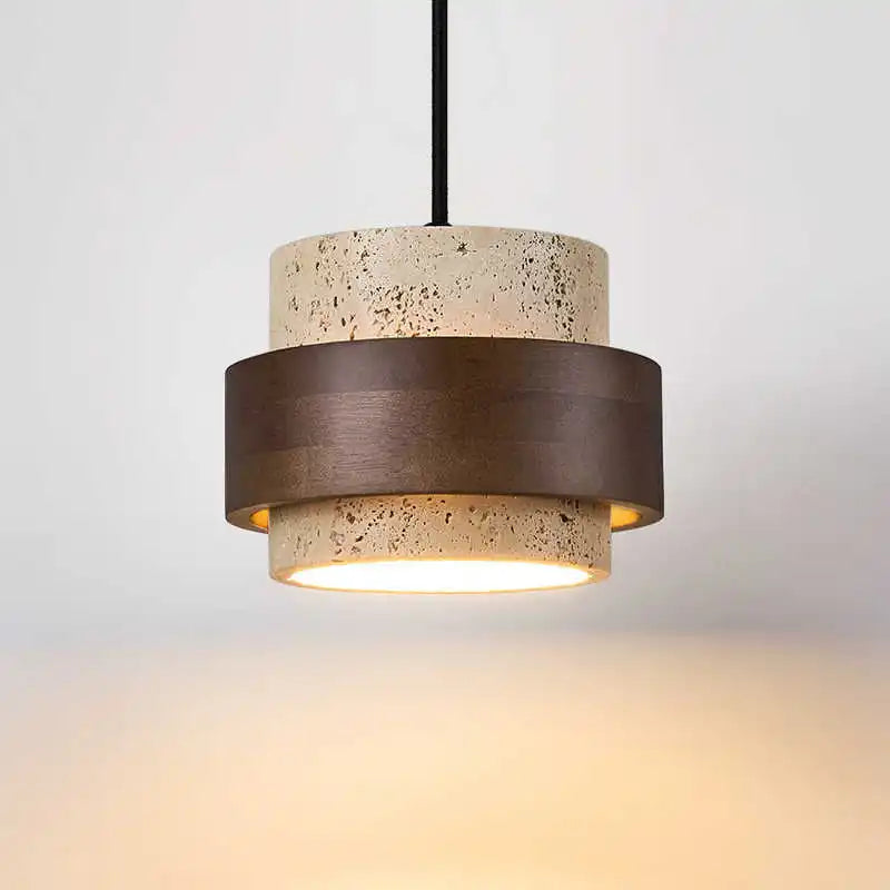 Stone and Wood Linear Pendant Light Mira