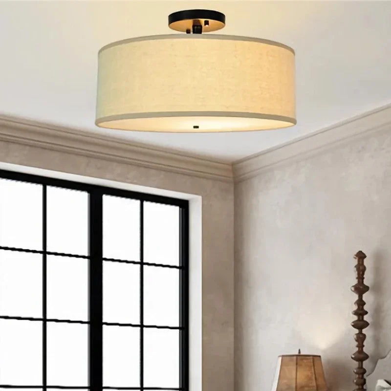 Wabi Sabi Japanese Fabric Hanging Chandelier Light Fixture Pendant Lamp for Restaurant Bedroom Living Room Dining Room