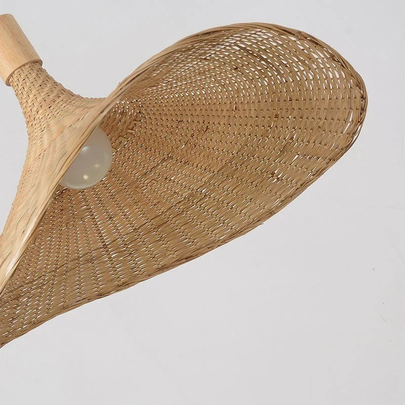 Japanese Wabi - Sabi Bamboo Pendant Light - New Chinese Rattan Hat Lamp for Tea Room Staircase Southeast Asian Style