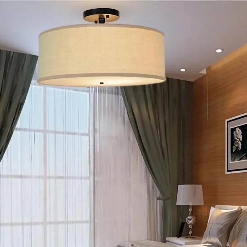 Wabi Sabi Japanese Fabric Hanging Chandelier Light Fixture Pendant Lamp for Restaurant Bedroom Living Room Dining Room