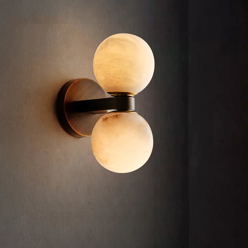 Double Globe Stone Wall Light Vala