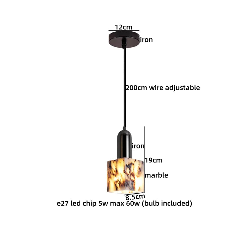 IWHD Wood Marble LED Pendant Lights Decoration Bedroom House Dining Room Kitchen Wabi Sabi Simplicity Hanging Lamp Pendelleuchte