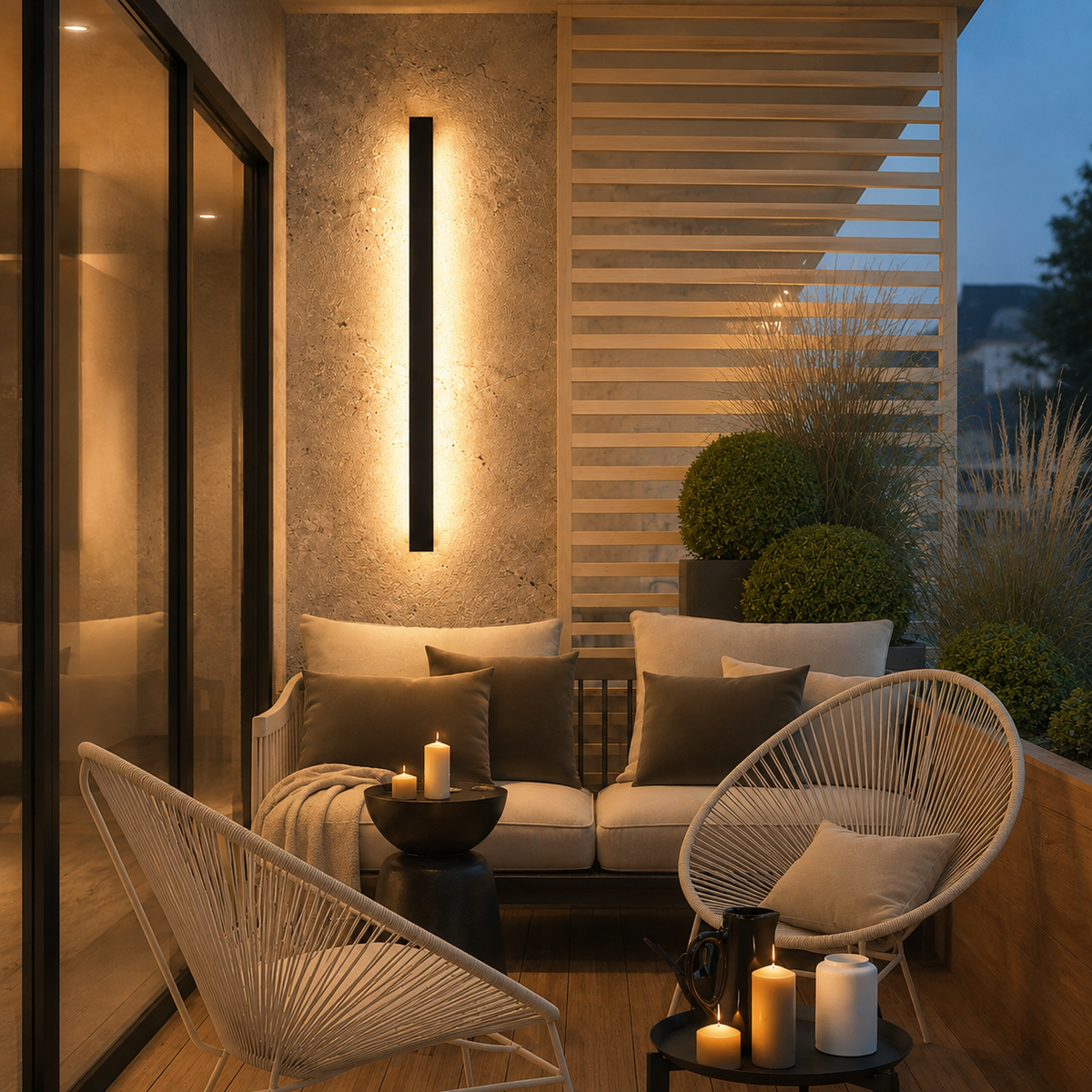 Linear LED Outdoor Wall Light Aleva, Terrasse