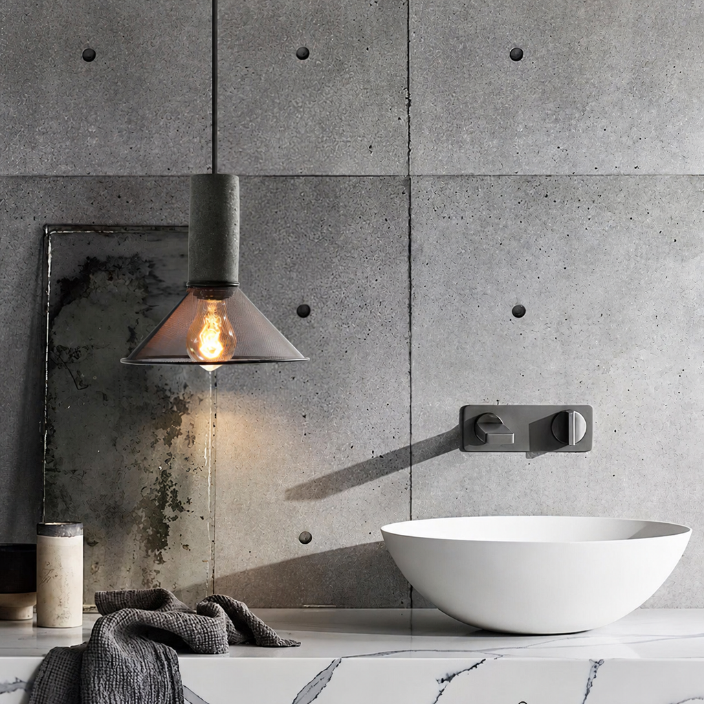 Concrete Mesh Pendant Light Hesta, Salle de bain, le 21 cm