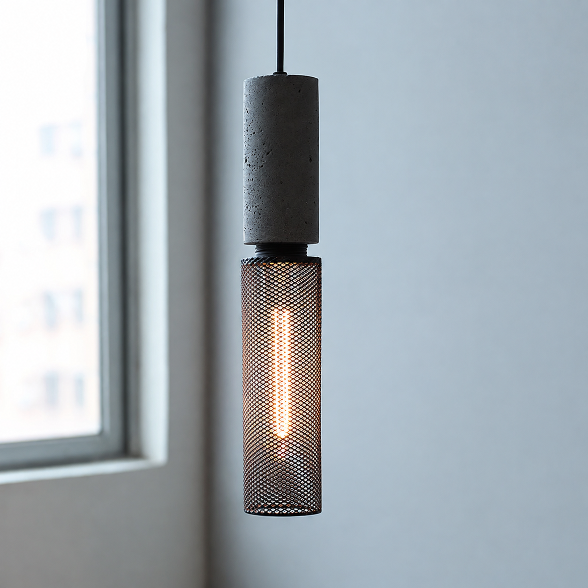 Concrete Mesh Pendant Light Hesta, Pres de la fenetre, le 10 cm