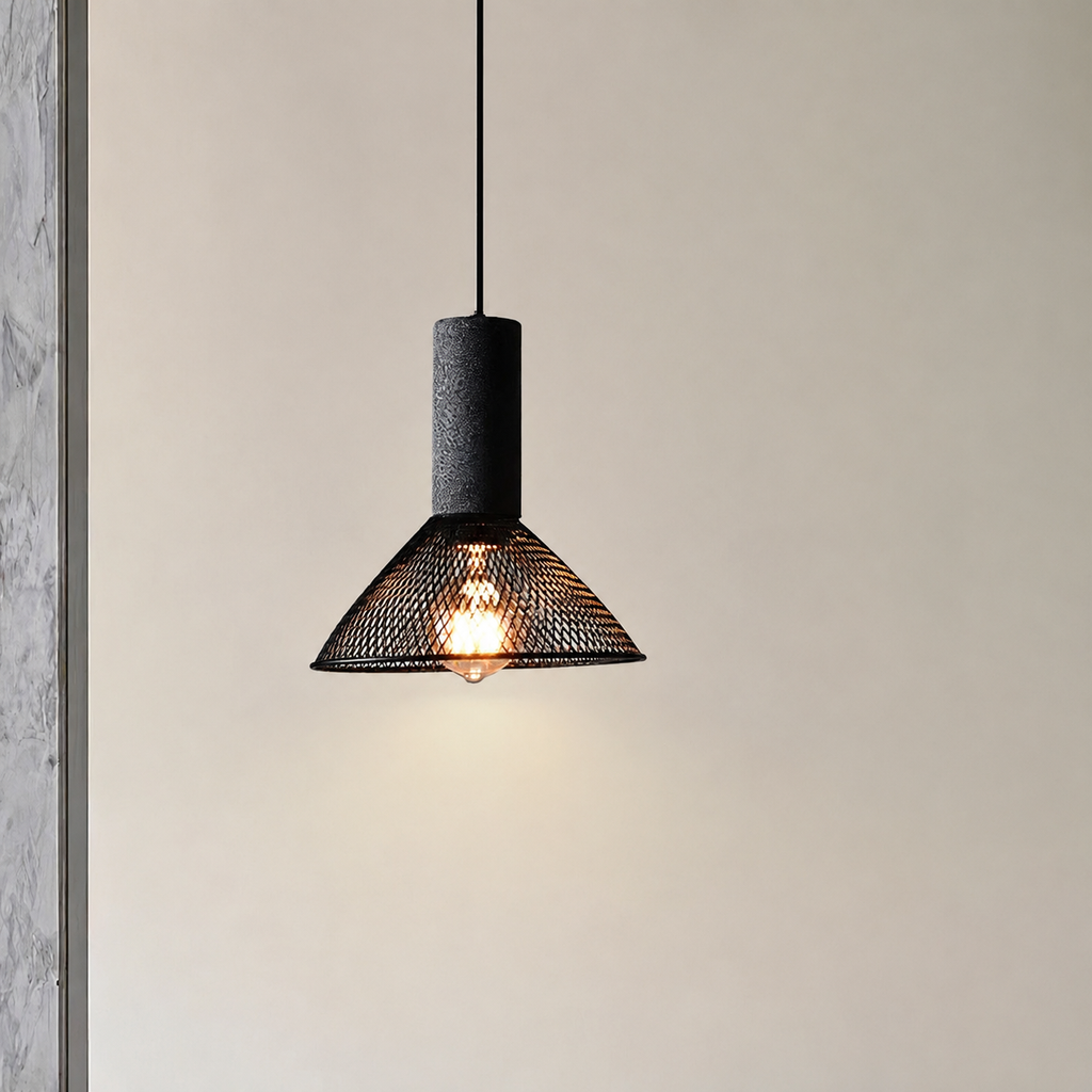 Concrete Mesh Pendant Light Hesta, Mur clair, le 21 cm