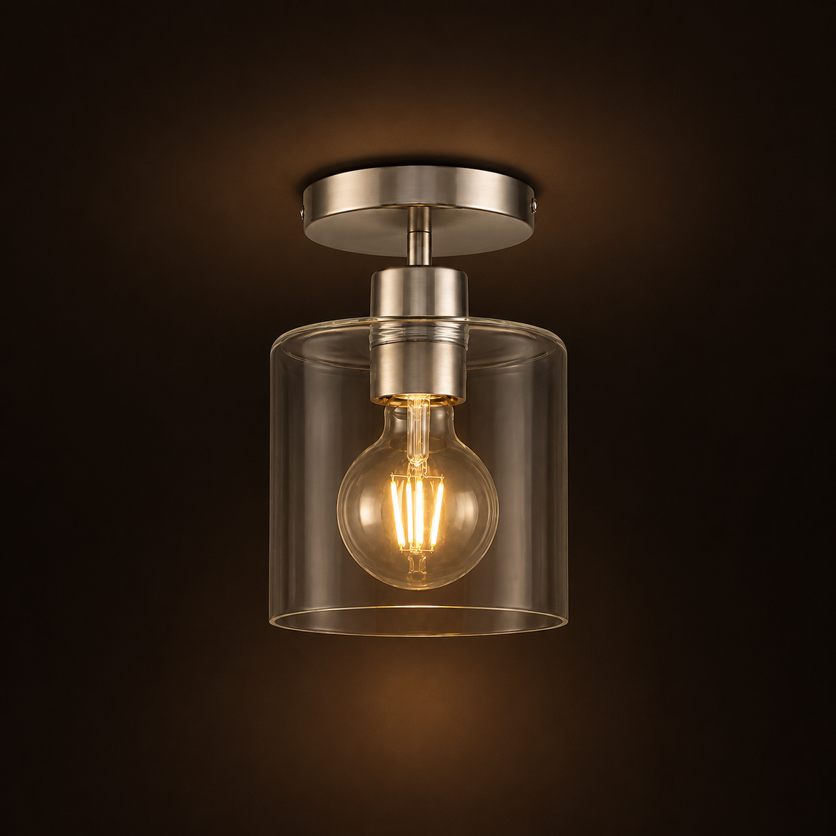 Glass Cylinder Flush Ceiling Light Imara