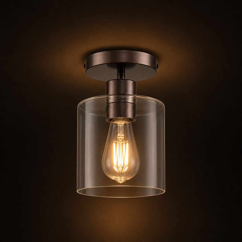 Glass Cylinder Flush Ceiling Light Imara