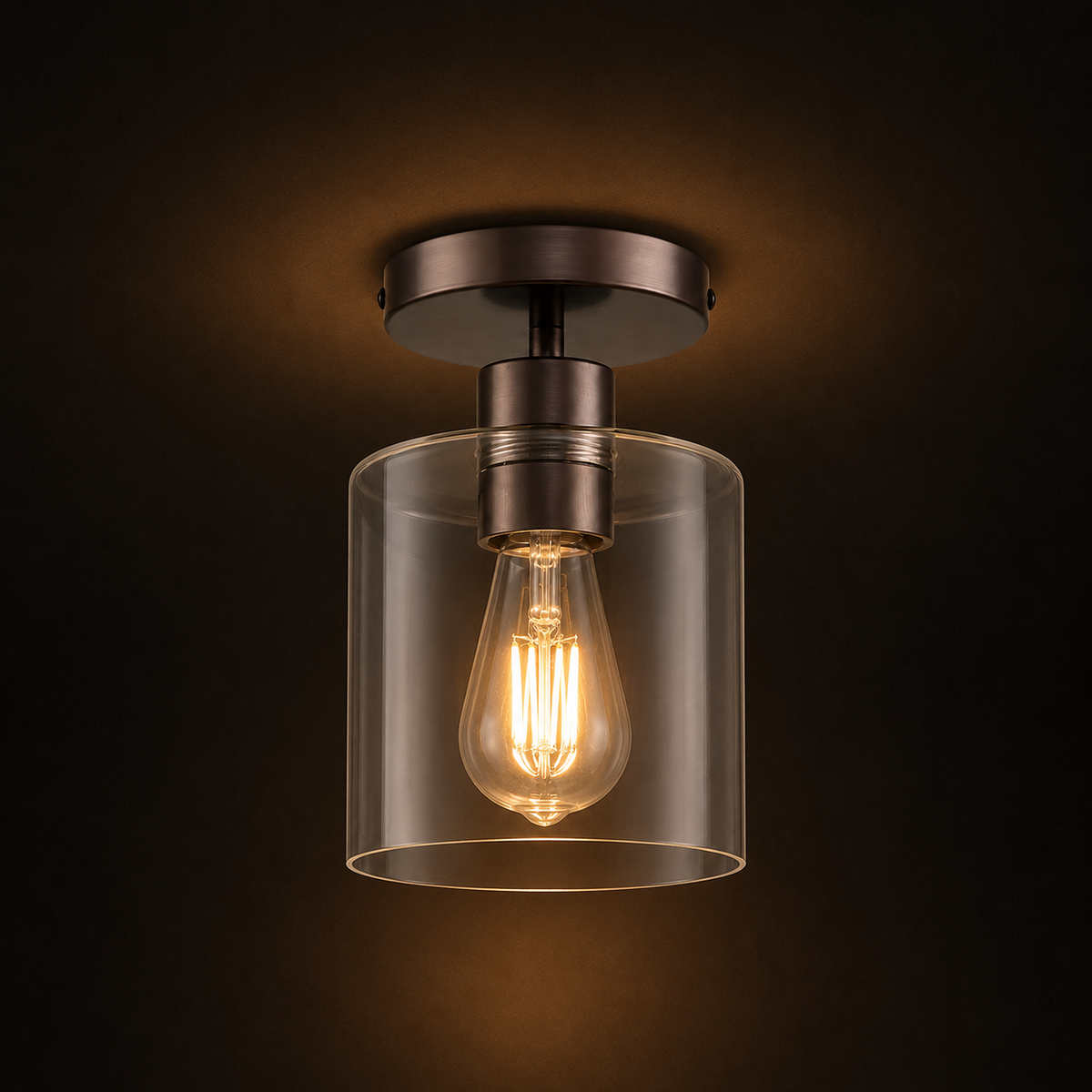 Glass Cylinder Flush Ceiling Light Imara