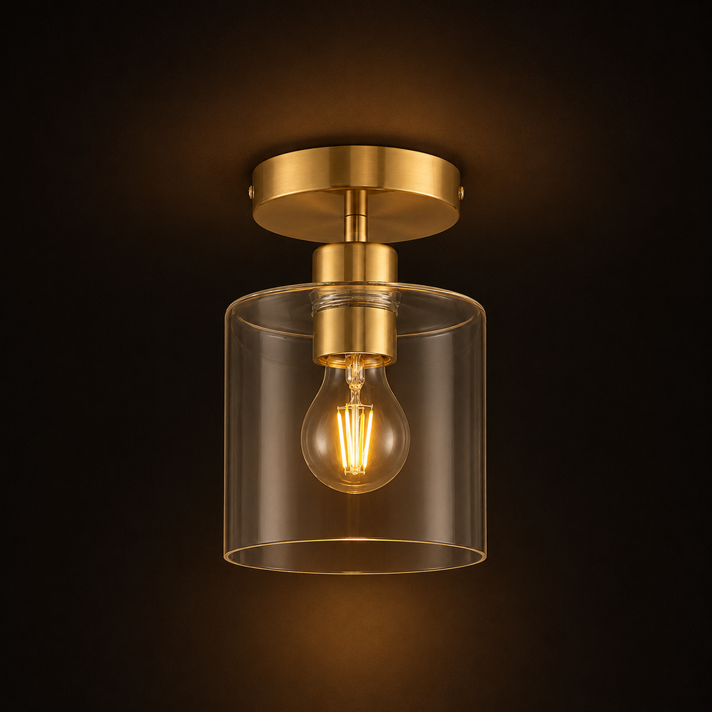 Glass Cylinder Flush Ceiling Light Imara