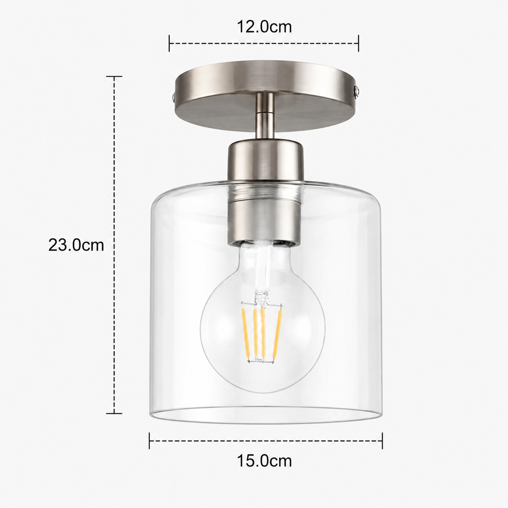 Glass Cylinder Flush Ceiling Light Imara