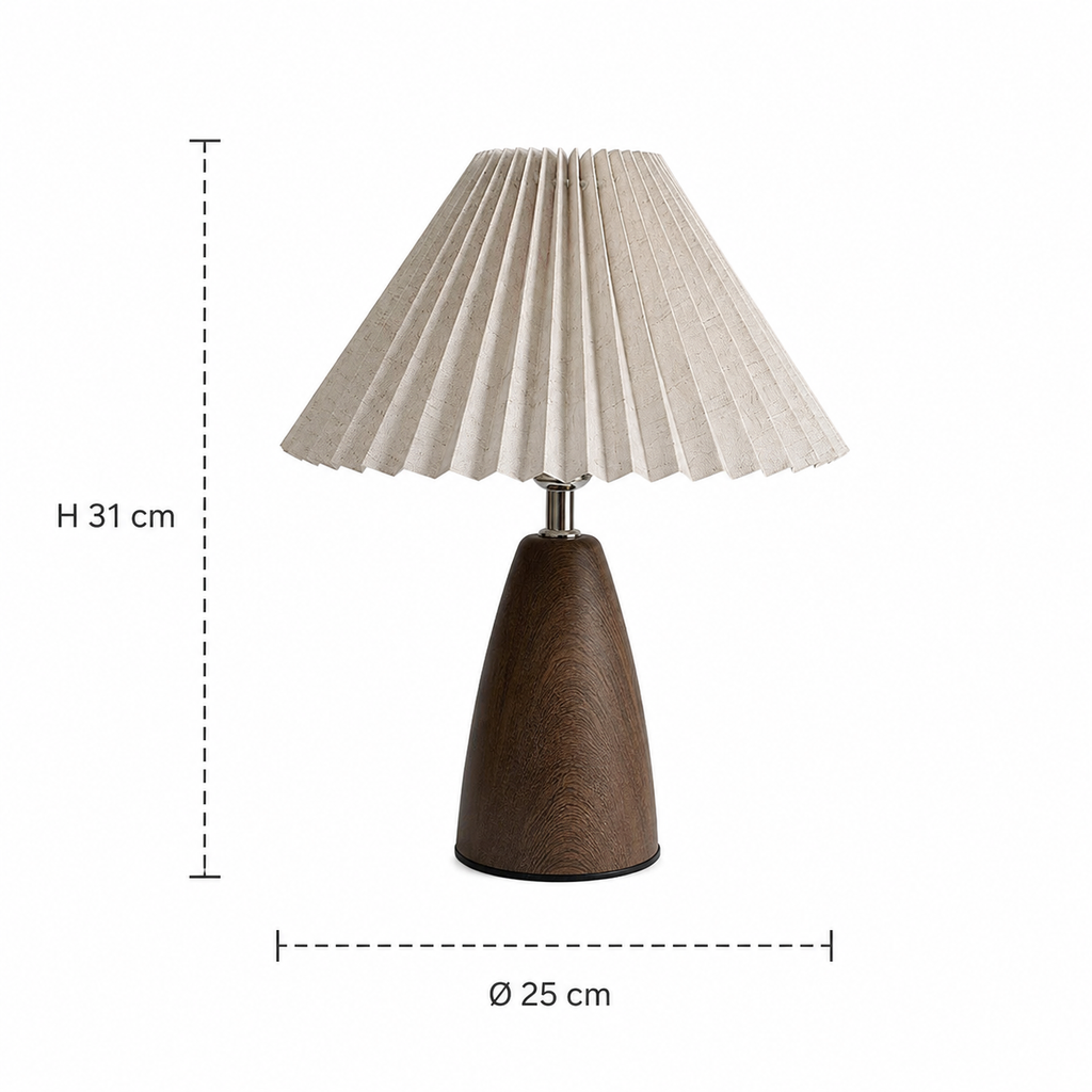 Walnut Pleated Table Lamp Liseron