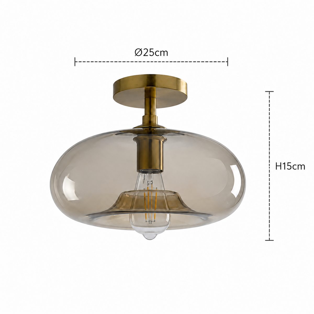 Amber Glass Flush Mount Ceiling Light Corvella