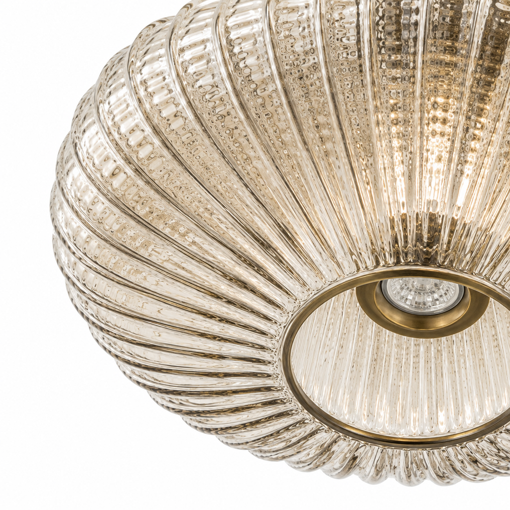 Ribbed Glass Flush Mount Ceiling Light Lunara