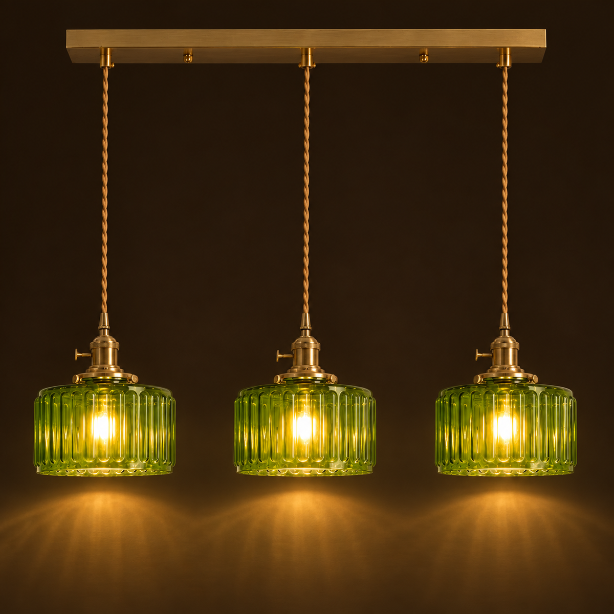 Ribbed Glass 3 Light Kitchen Island Pendant Light Verdena