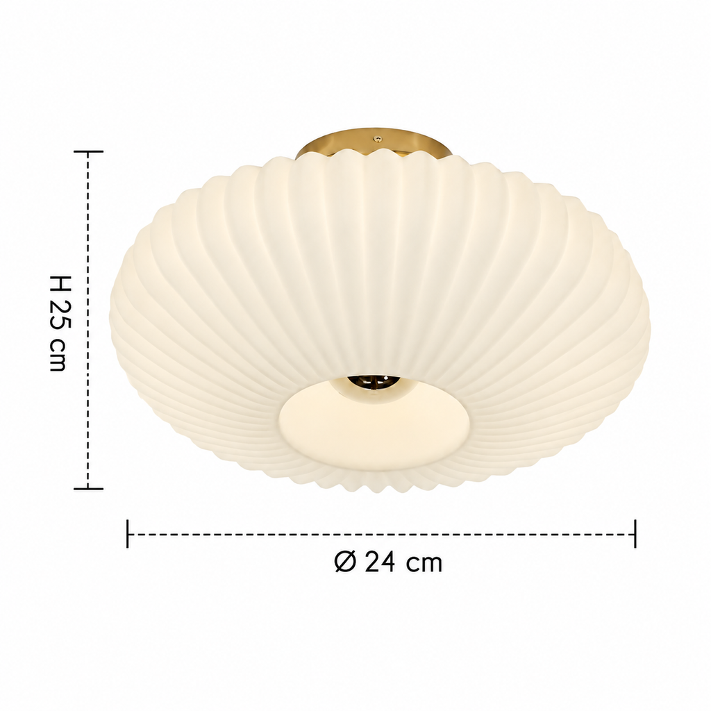 Ribbed Glass Flush Mount Ceiling Light Lunara