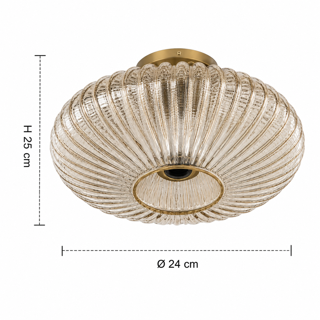 Ribbed Glass Flush Mount Ceiling Light Lunara