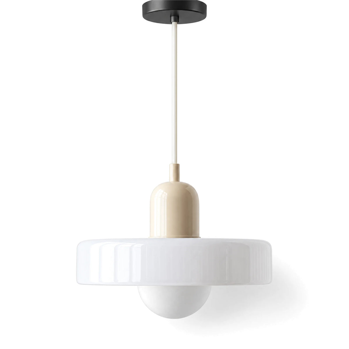 Bauhaus Coloured Glass Pendant Light Orsella, Beige and White