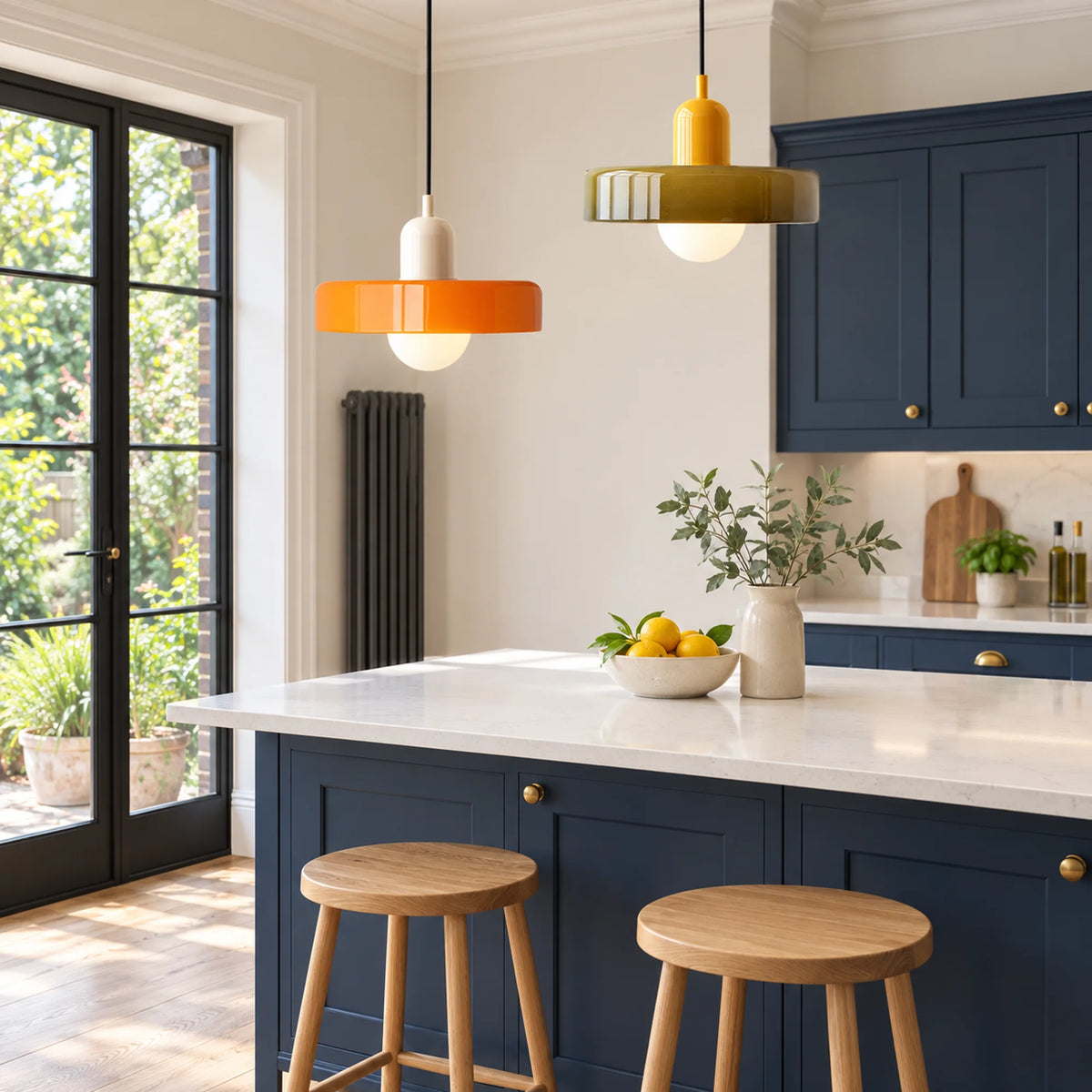 Bauhaus Coloured Glass Pendant Light Orsella