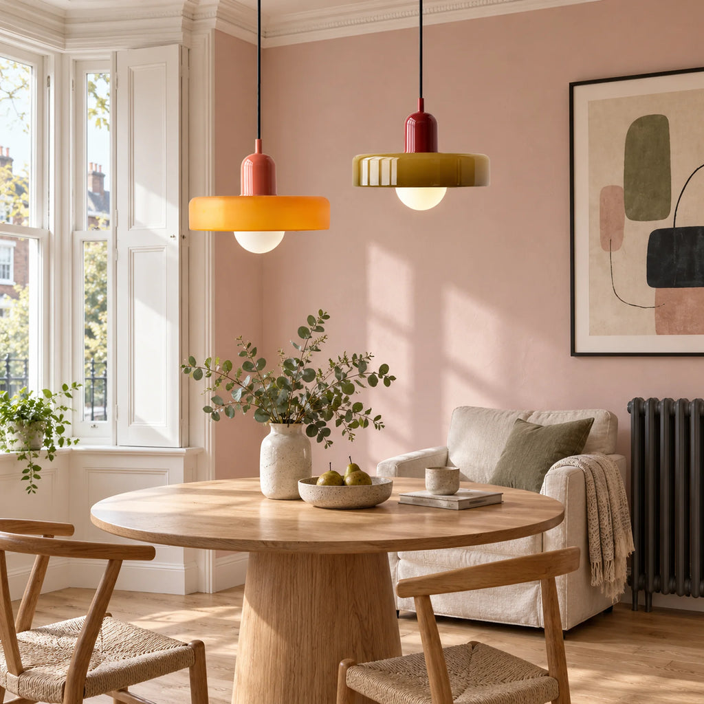 Bauhaus Coloured Glass Pendant Light Orsella