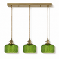 Ribbed Glass 3 Light Kitchen Island Pendant Light Verdena