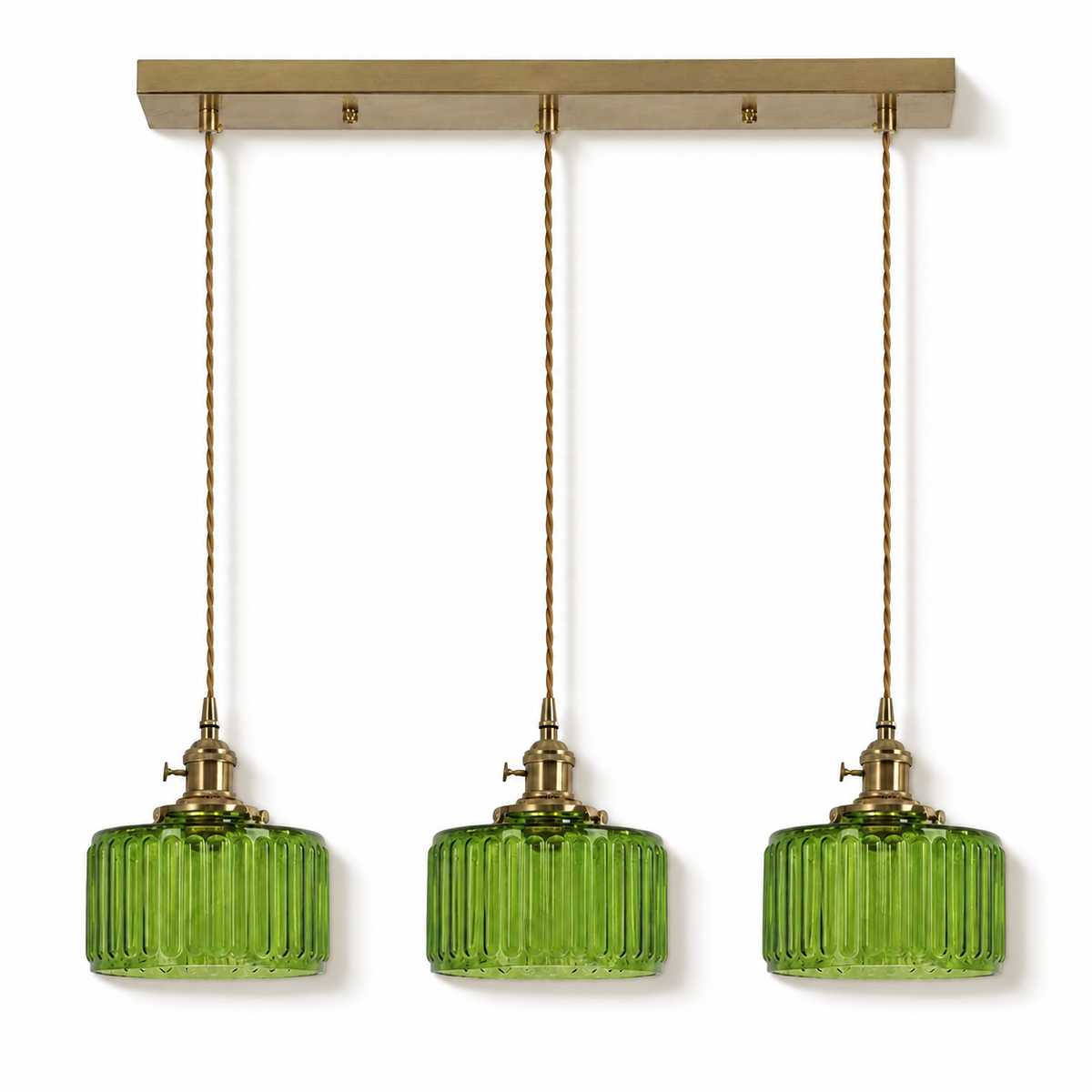Ribbed Glass 3 Light Kitchen Island Pendant Light Verdena