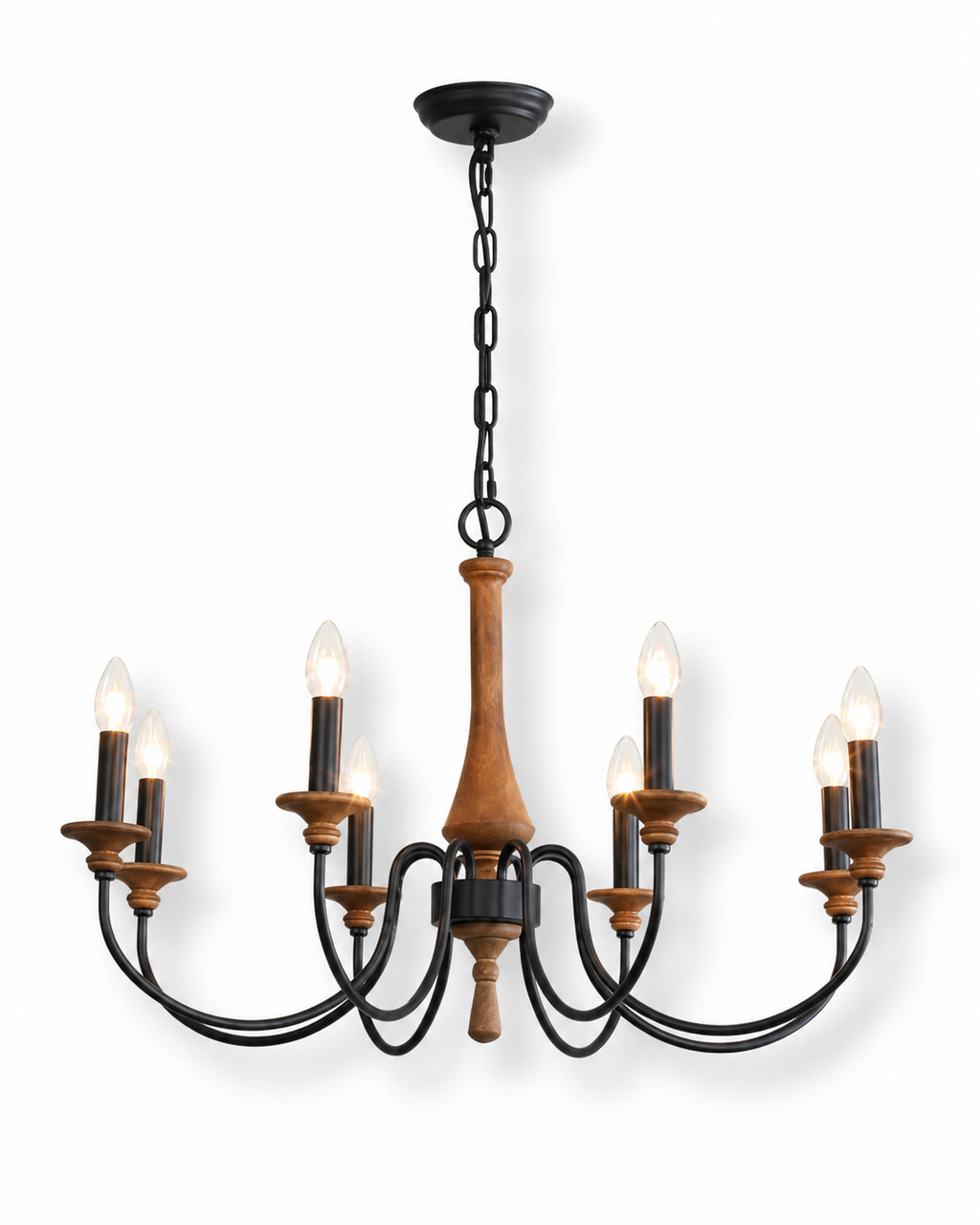 Wooden Candle Chandelier Ravenna