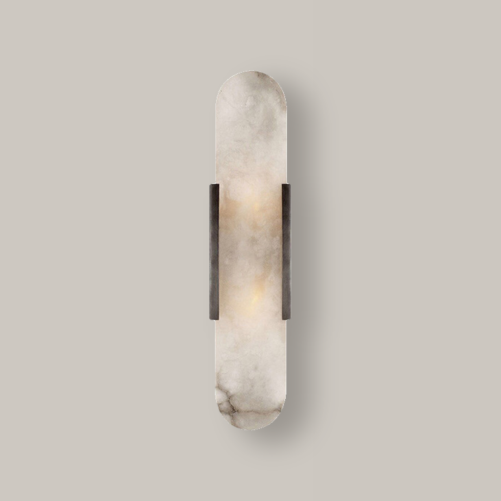 Alabaster Marble Wall Light Selora Black, Fond blanc noir
