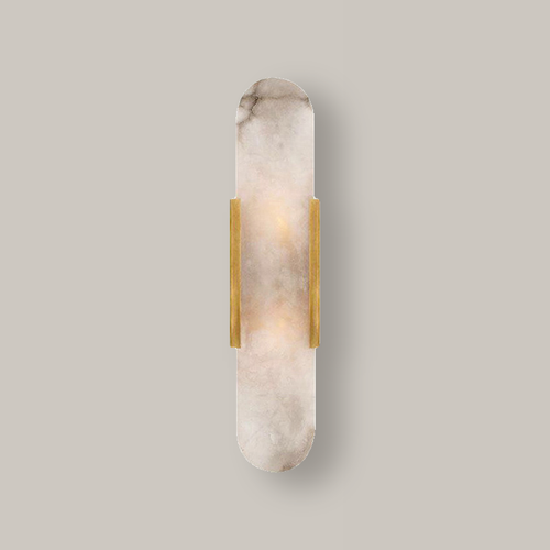 Alabaster Marble Wall Light Selora Brass, Fond blanc laiton