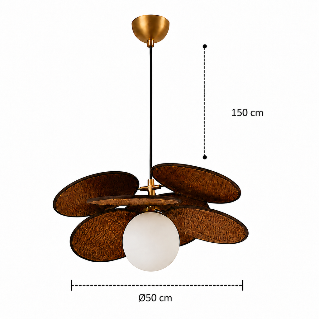 Woven Raffia Petal Pendant Light Calysa