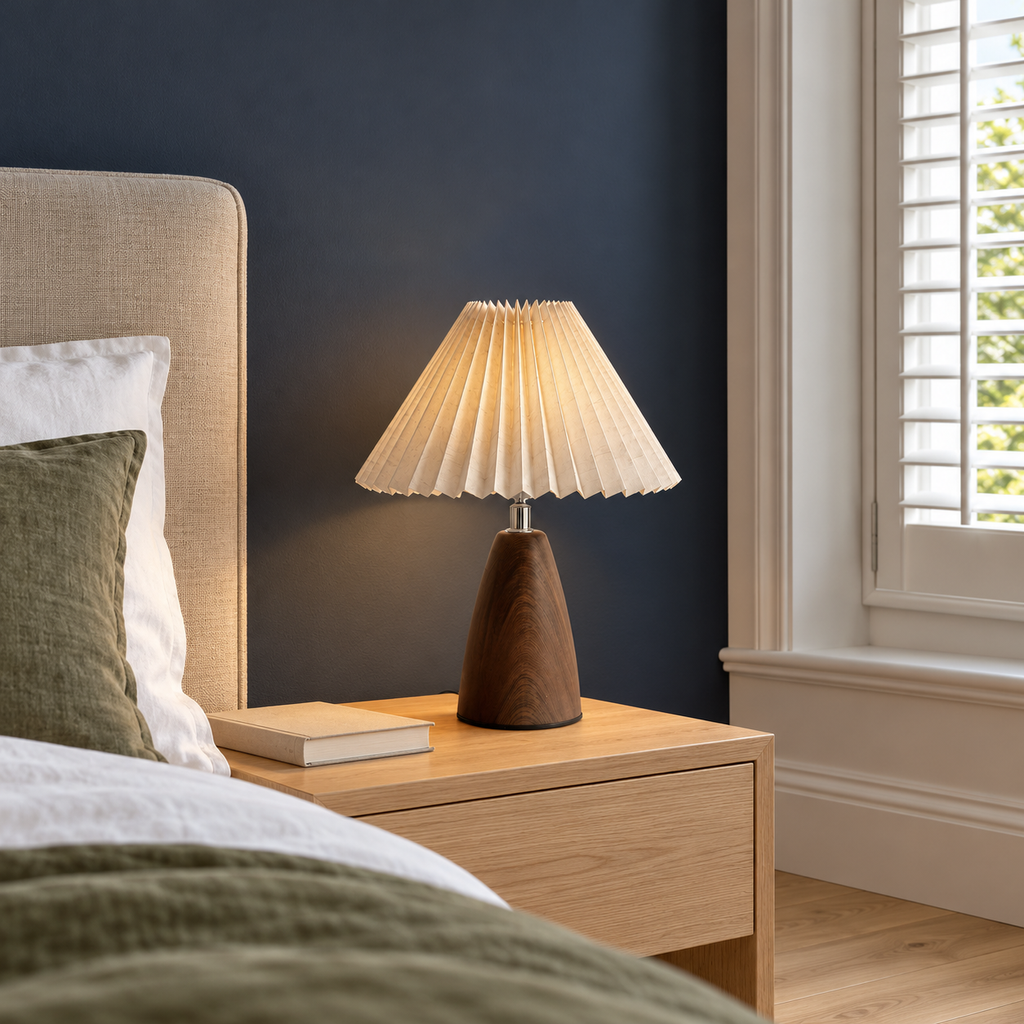 Walnut Pleated Table Lamp Liseron