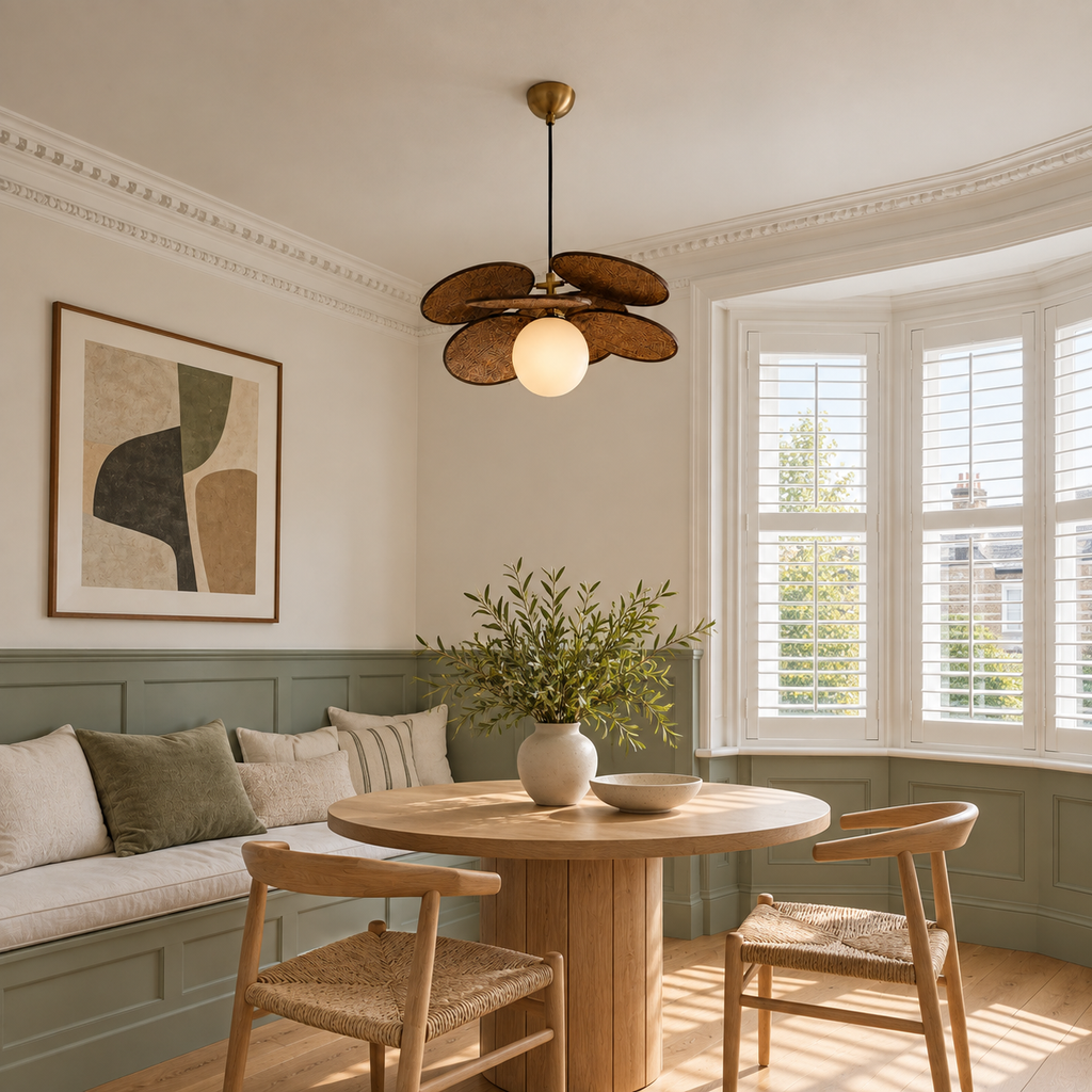 Woven Raffia Petal Pendant Light Calysa