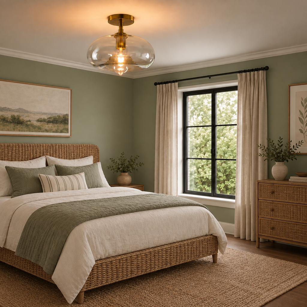 Amber Glass Flush Mount Ceiling Light Corvella