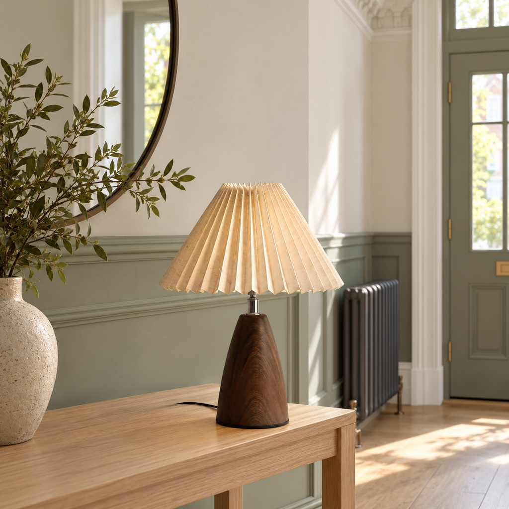Walnut Pleated Table Lamp Liseron