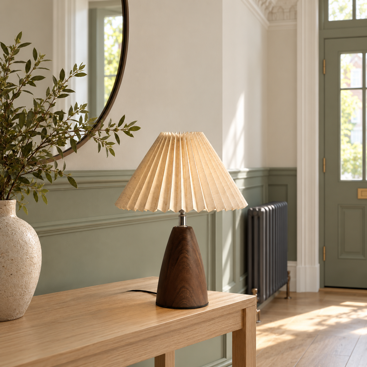 Walnut Pleated Table Lamp Liseron