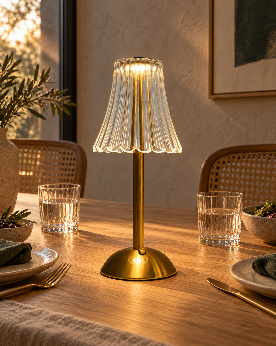 Ribbed Cone Shade Table Lamp Selvina