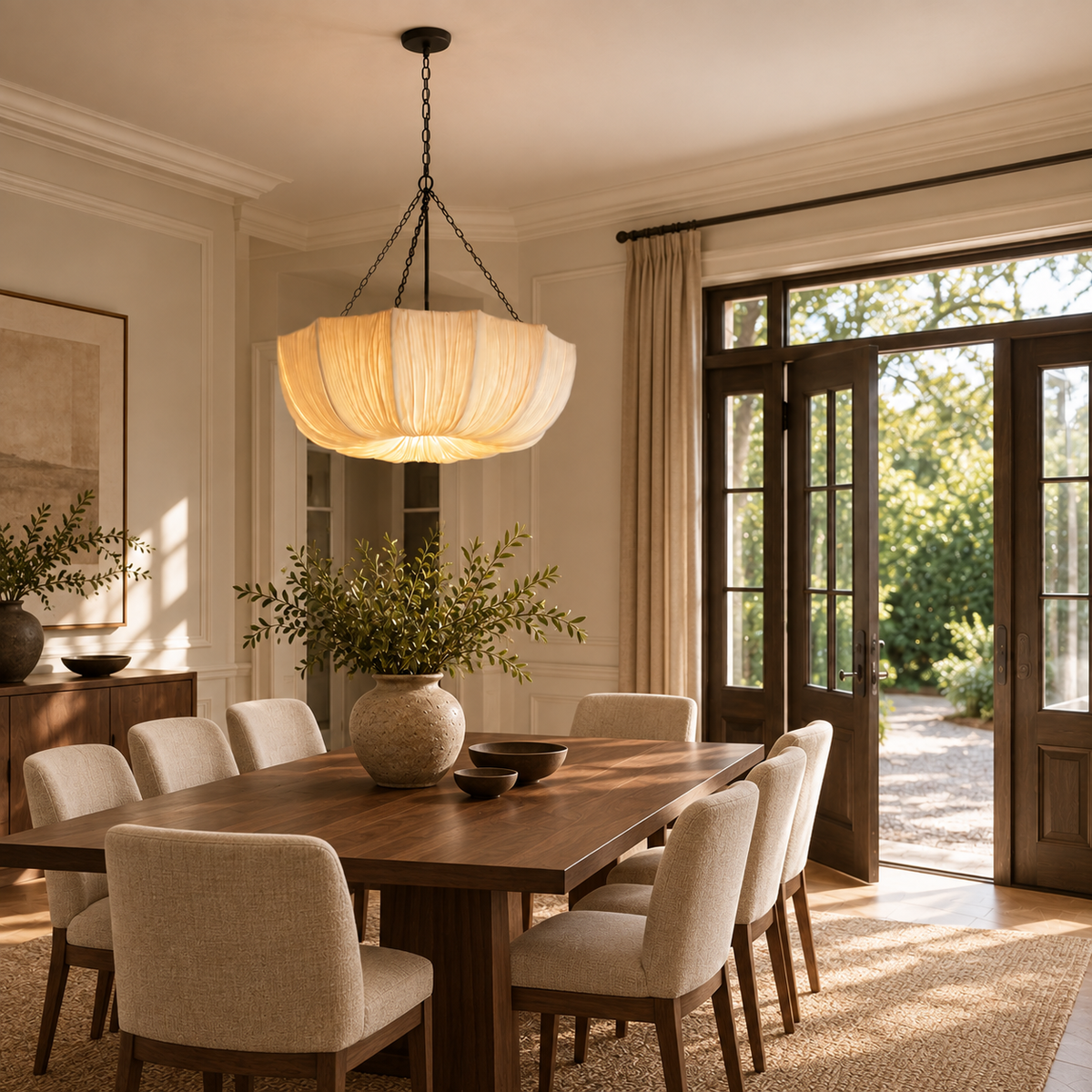 Pleated Fabric Petal Chandelier Serenna