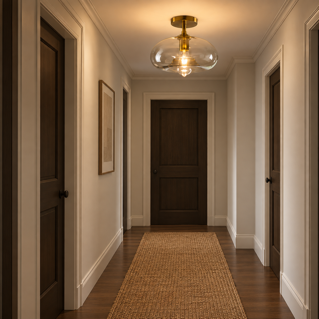 Amber Glass Flush Mount Ceiling Light Corvella