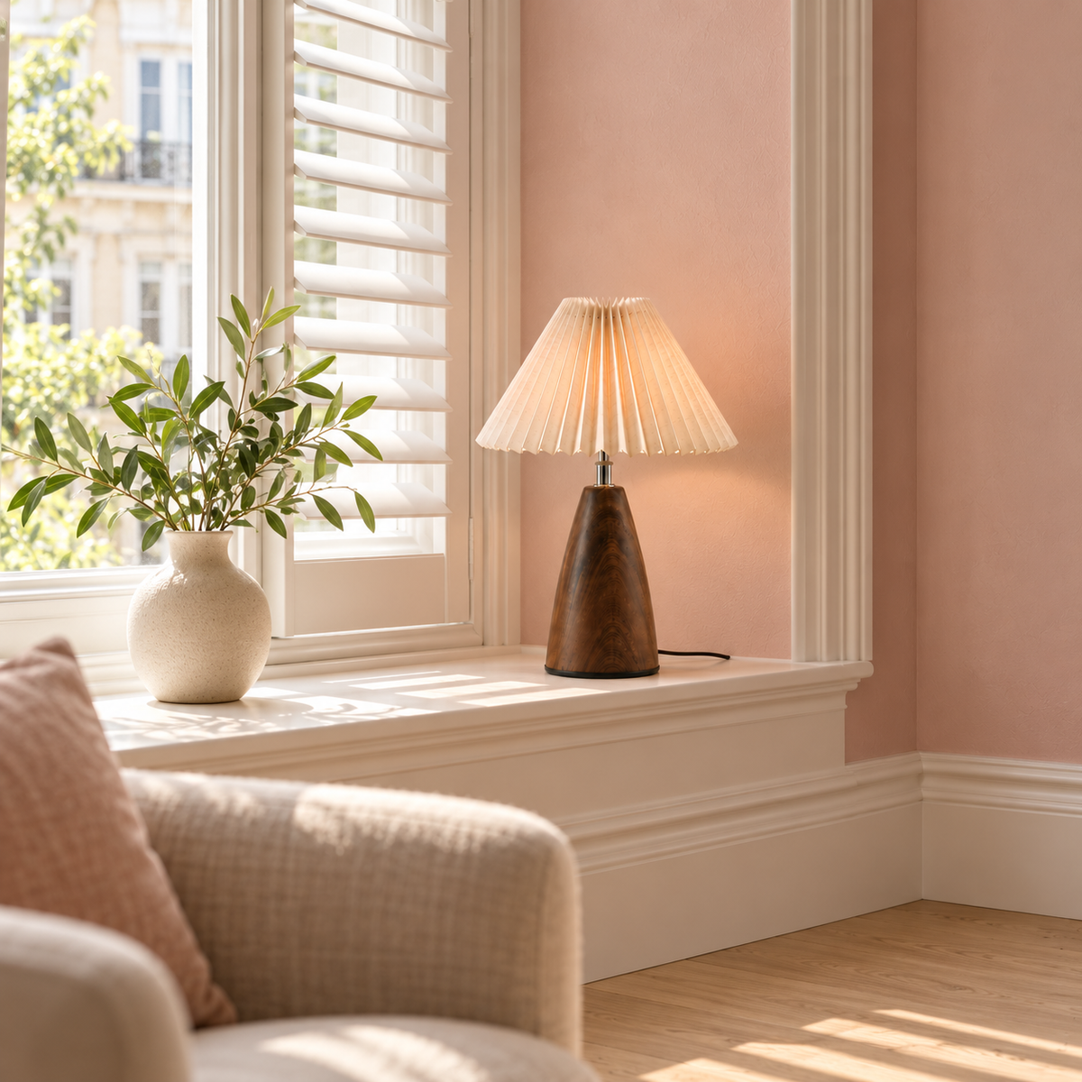 Walnut Pleated Table Lamp Liseron