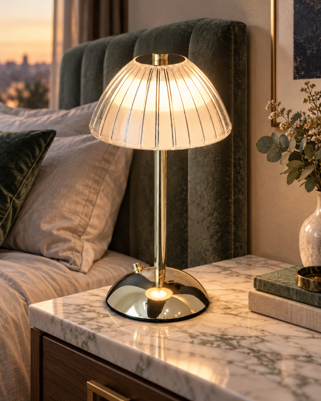 Scalloped Crystal Table Lamp Elvira