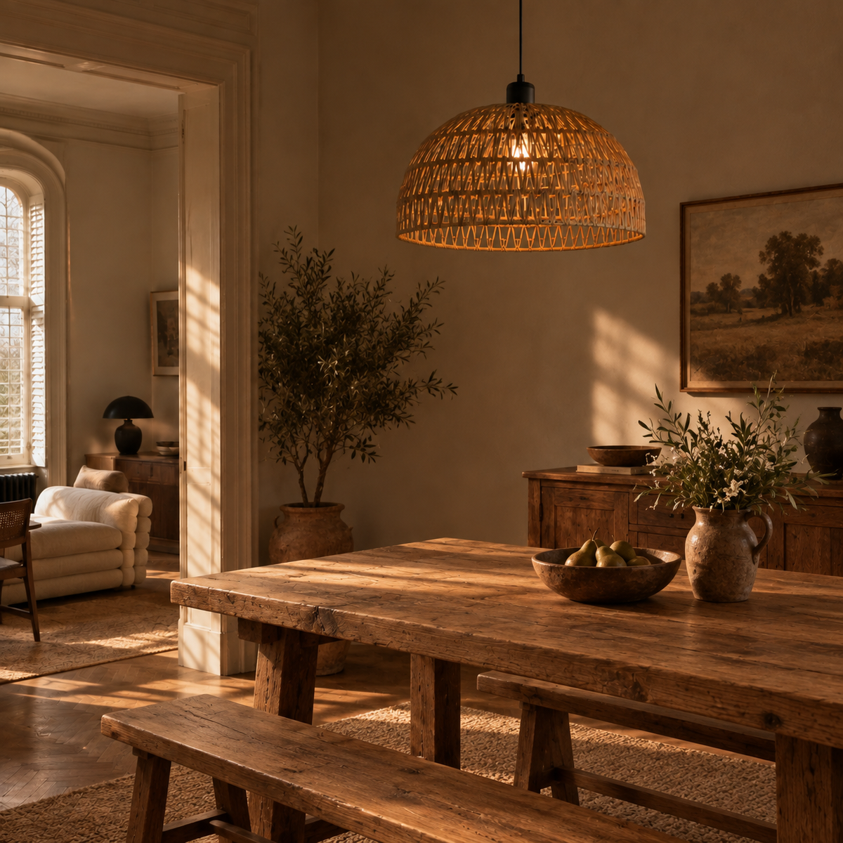 Woven Rope Dome Pendant Light Navelia
