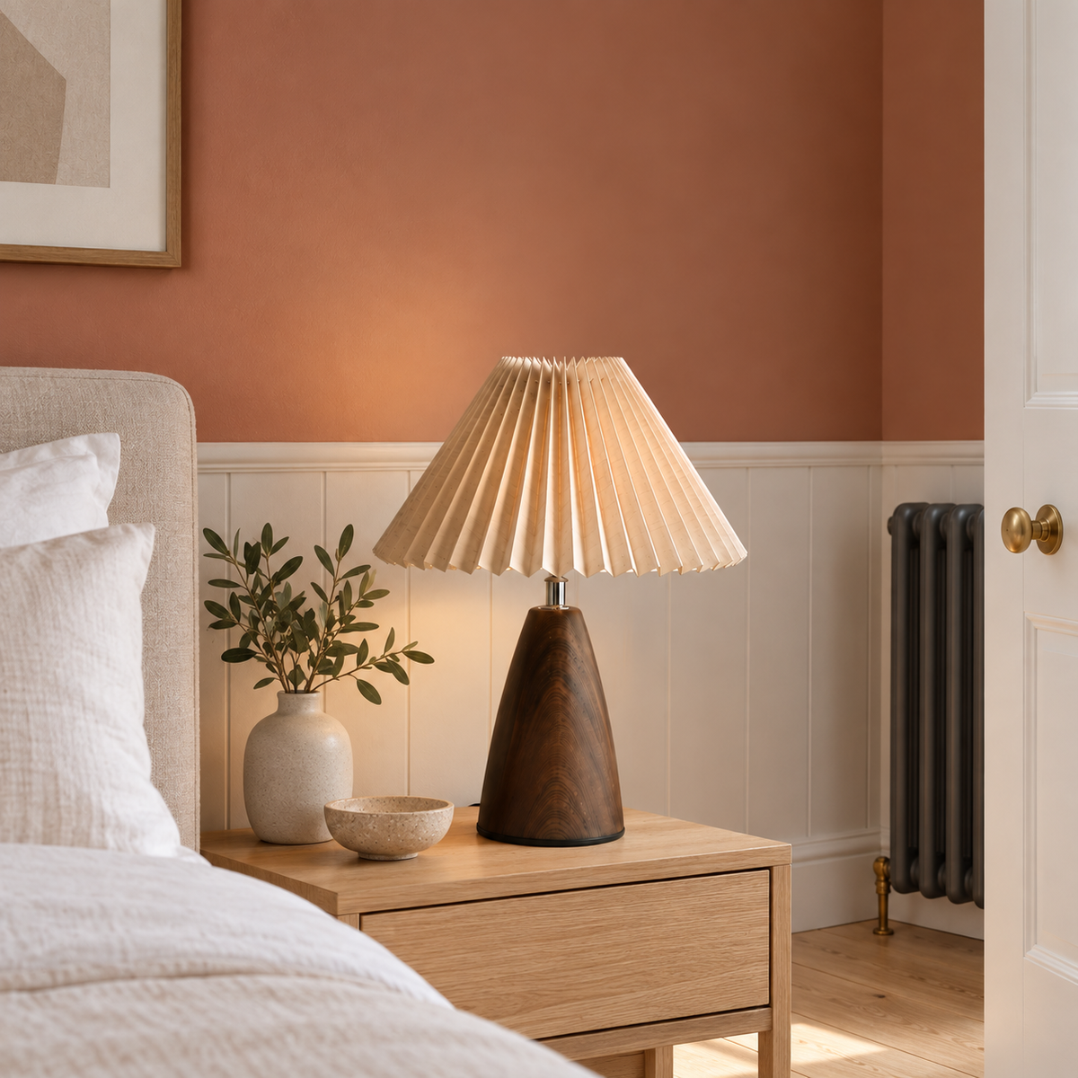 Walnut Pleated Table Lamp Liseron