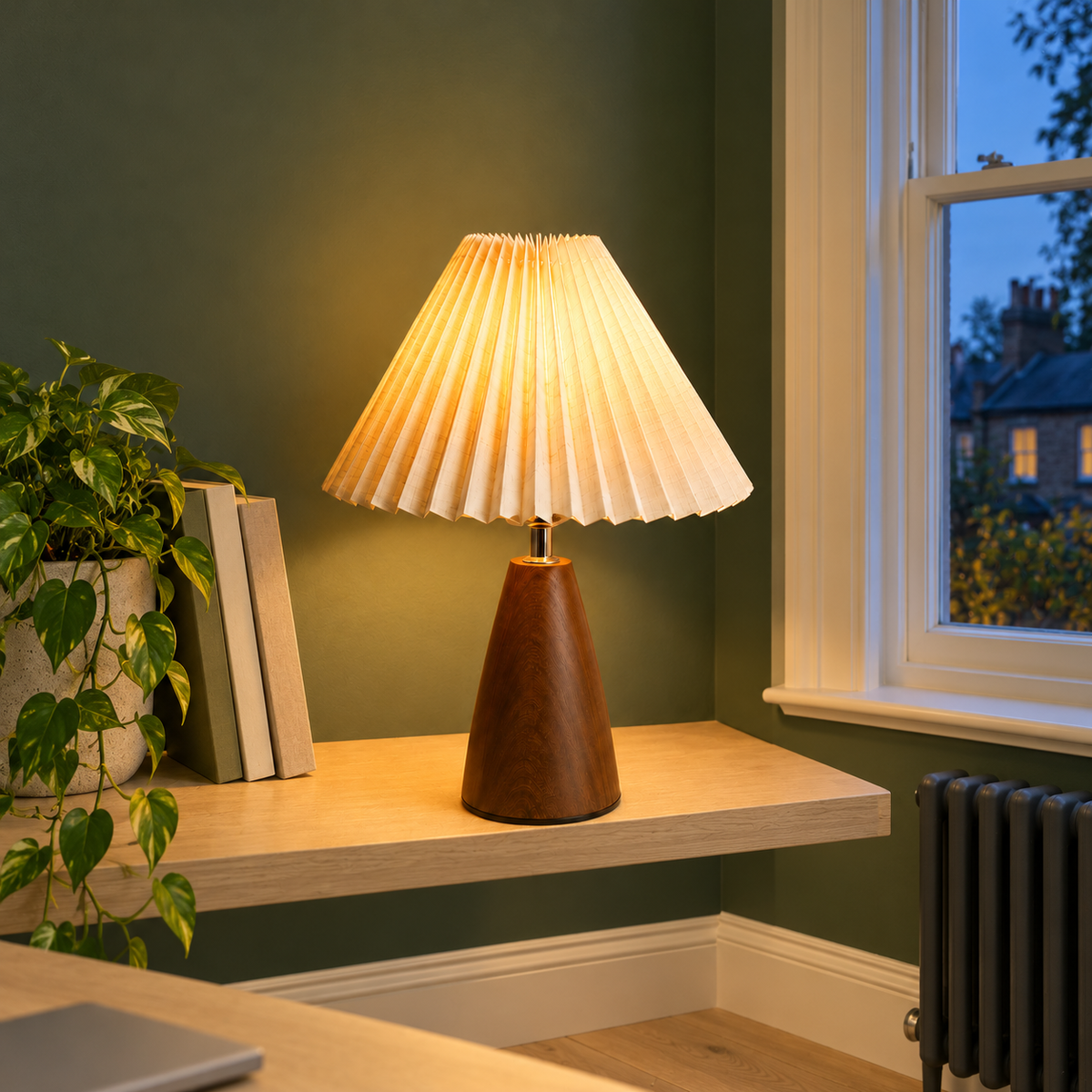 Walnut Pleated Table Lamp Liseron