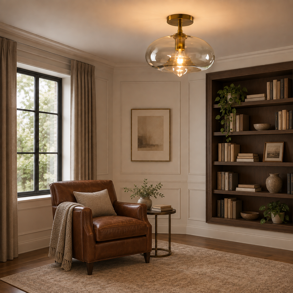 Amber Glass Flush Mount Ceiling Light Corvella