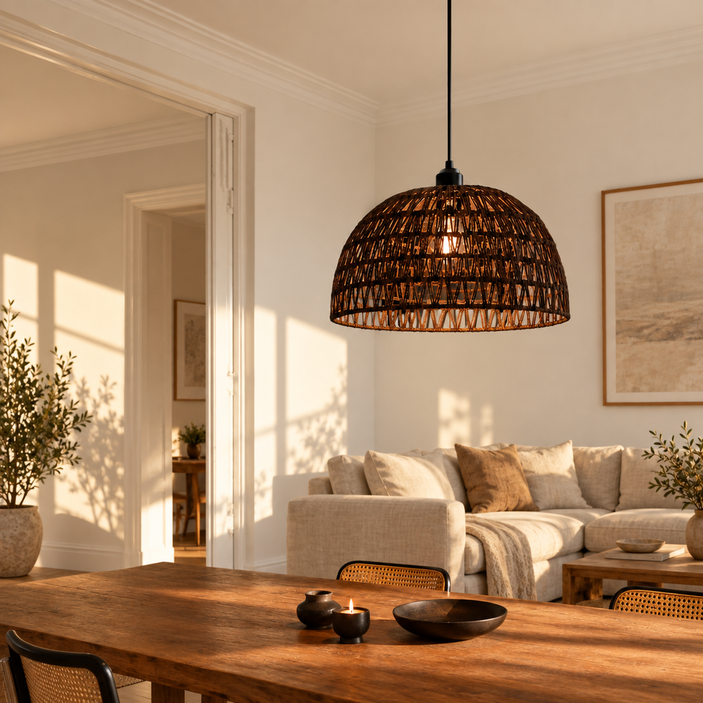 Woven Rope Dome Pendant Light Navelia