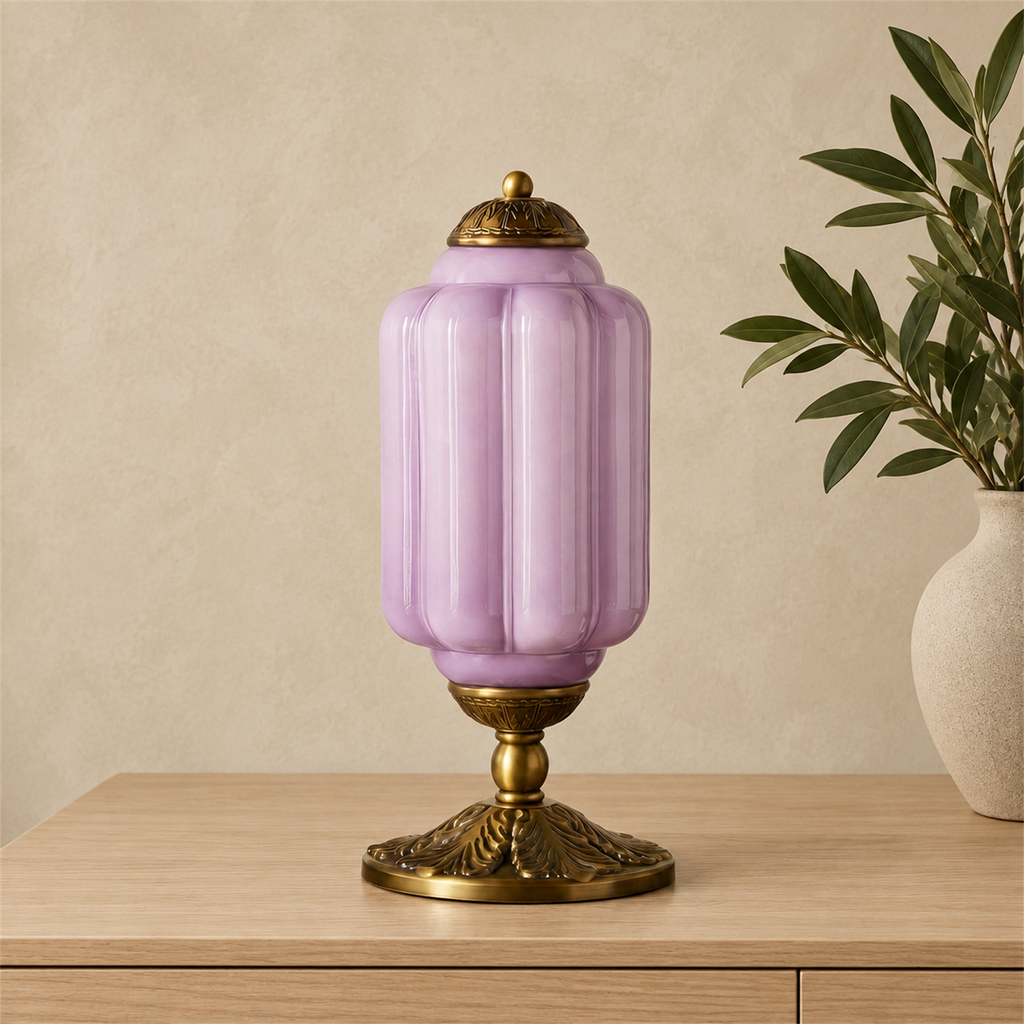 Textured Glass Table Lamp Yvara, Commode, purple